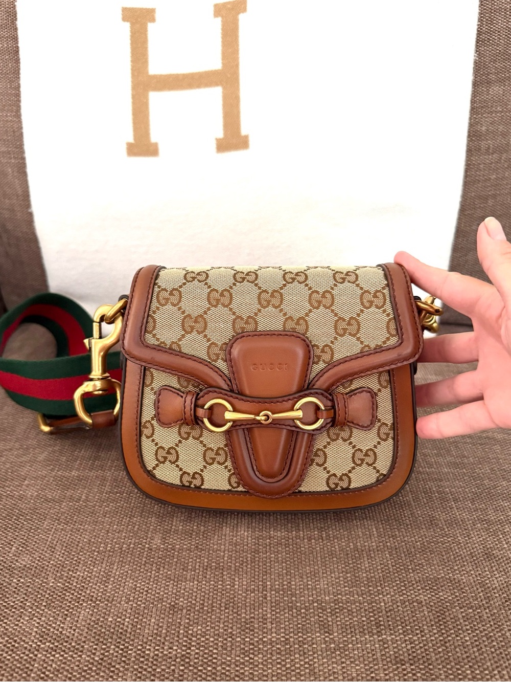 Authentic Gucci Small Lady Web Shoulder Bagbrown monogram canvas - Picture 4 of 16